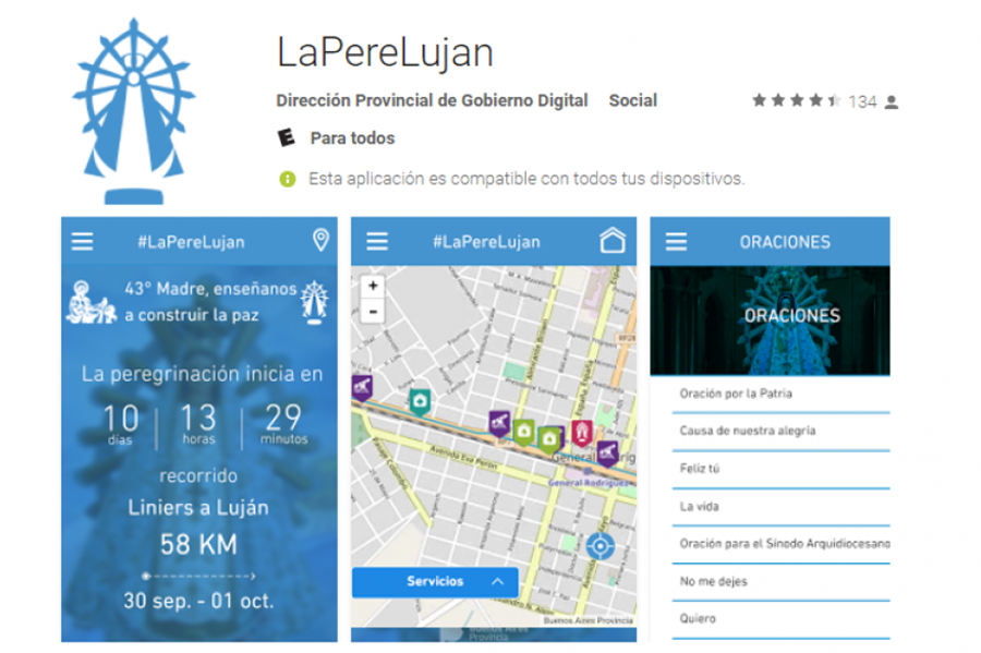 El Gobierno de la Provincia creó LaPereLujan, una App con guía espiritual incluida