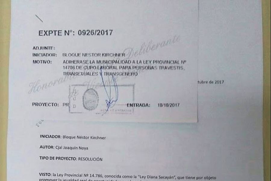 A dos años del crimen de Diana Sacayán, Joaquín Noya impulsa la adhesión municipal a la ley de Cupo Trans