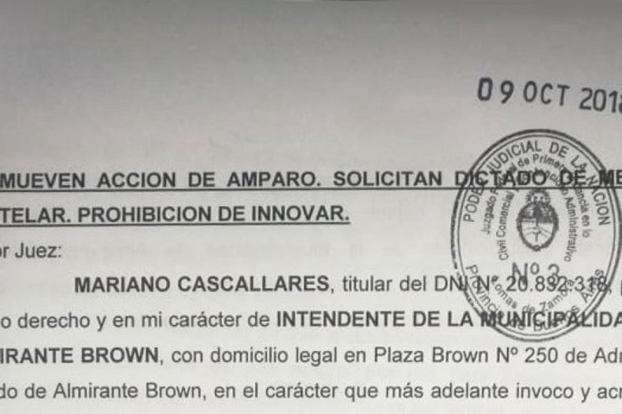 El intendente Cascallares fue a la Justicia para frenar la suba del gas en Almirante Brown