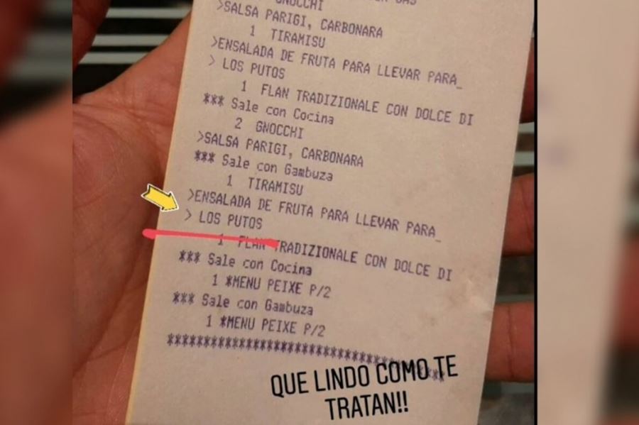 "Ensalada de fruta para putos": repudio y polémica por un ticket homofóbico en un restaurante cordobés