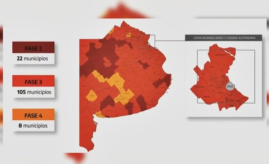 Mapa del coronavirus: en qué distrito quedaron los 135 municipios bonaerenses