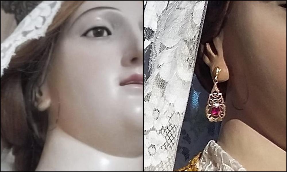 Se robaron los aros de la virgen de la Basílica de Mercedes